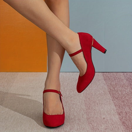 

Women s Solid Color Block Heels Women s Dress Elegant Point Toe Slip On Heels