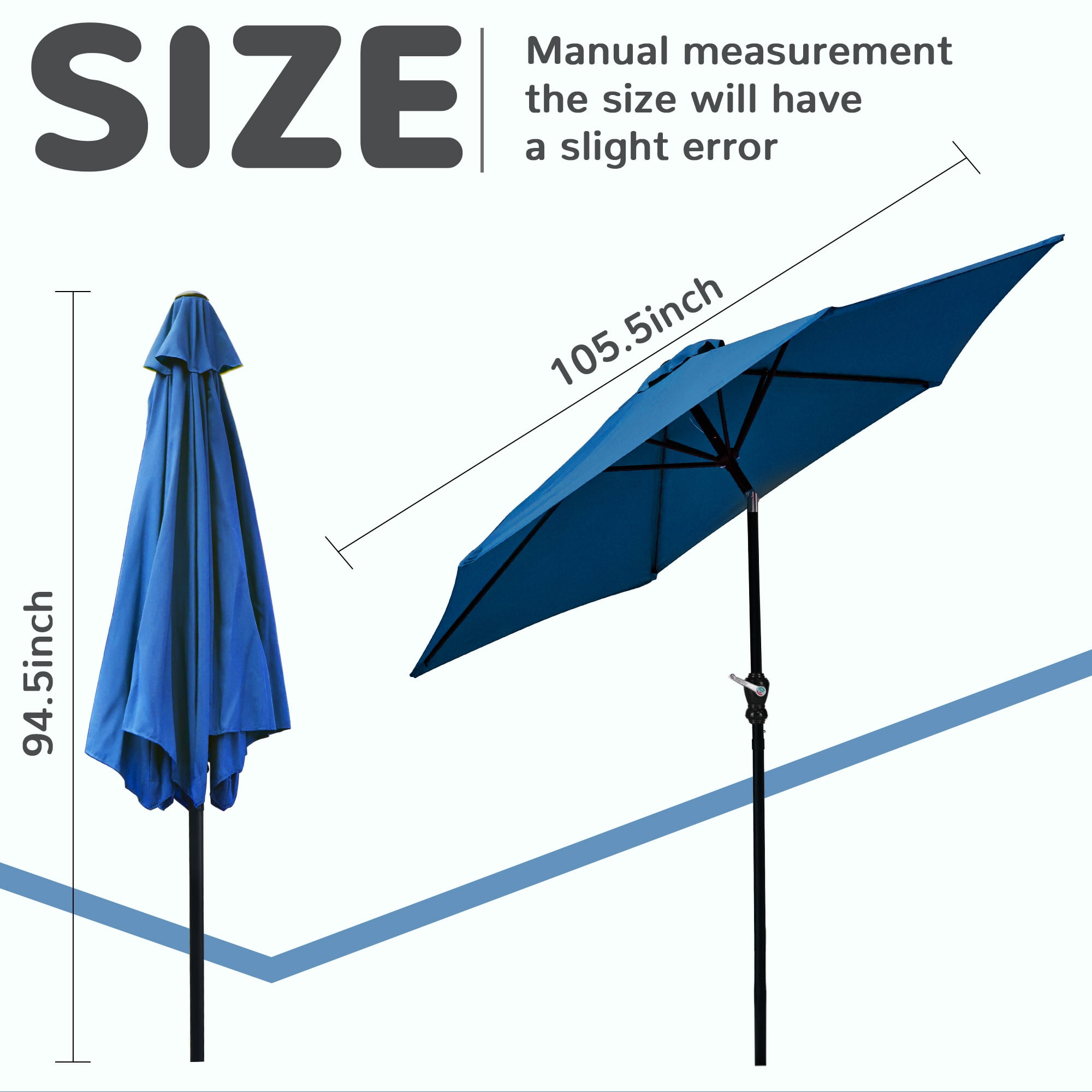 FlexWave 9FT Outdoor Market Patio Umbrella, UV-Resistant Sunshade，with Push Button Tilt & Crank, for Garden, Deck, Poolside