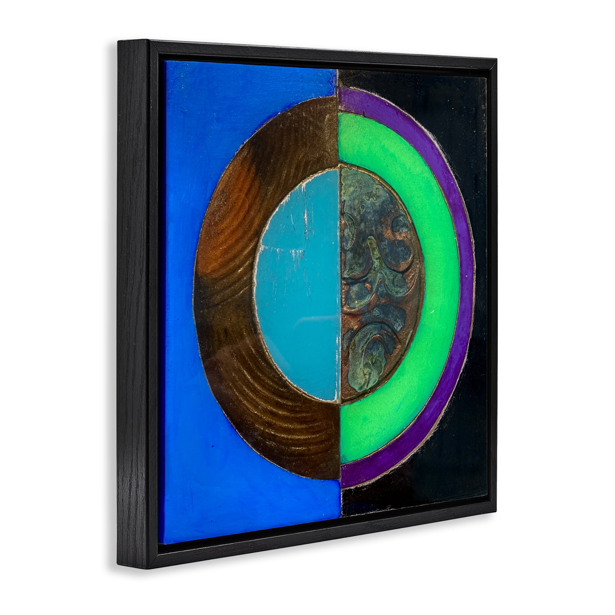 Stupell Industries Nocturnal Circle Symmetry Black Framed Floater Canvas Wall Art, design by Matthew Finger