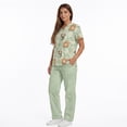 thumbnail image 4 of Yspwyqan Scrub Suit Women Set Size L, Highland Cow Floral V-Neck Scrub Top and Straight Leg Pants, Stretchy Cozy 2PCS Nurse Uniforms with 6 Pockets Quick Dry for Pediatric Clinic, 4 of 7