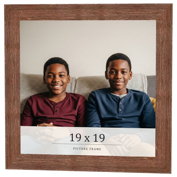 19x19 Frame Brown Farmhouse Solid Wood Picture Frame Width 1.5 Inches | Interior Frame Depth 0.5