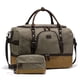 thumbnail image 1 of Bolso Weekender Nerlion de piel de lona verde para hombre, 15 kg, 1 of 9