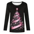 thumbnail image 5 of asdoklhq Mock Neck Sweatshirt Fashion Women's Casual Long Sleeve Christmas Printing Round Neck Loose T-Shirt Blouse Top Pink 2X, 5 of 9