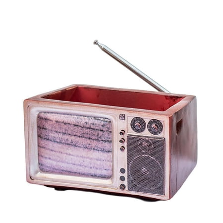 Seroniy Retro Radio Flowerpot Resin Planter Decorative Vase for Home Office Decoration