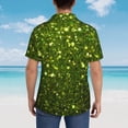 thumbnail image 4 of Balery Green Glitter Sparkle Camisas hawaianas de manga corta para hombre, camisas playeras de corte holgado, camisas de vacaciones con botones,3X-Large, 4 of 7