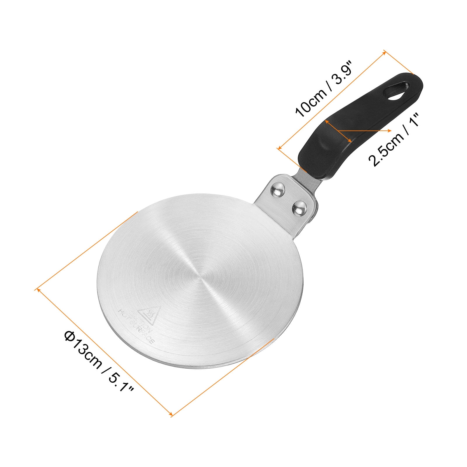 Heat Diffuser Plate for Gas Stove 5.1 Inch with Separable Handle, Silver Tone/Black