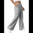 thumbnail image 2 of Pantalones de Salón A Rayas de Pierna para Mujer, Cintura Elástica y Bolsillos Gris XXL, 2 of 9