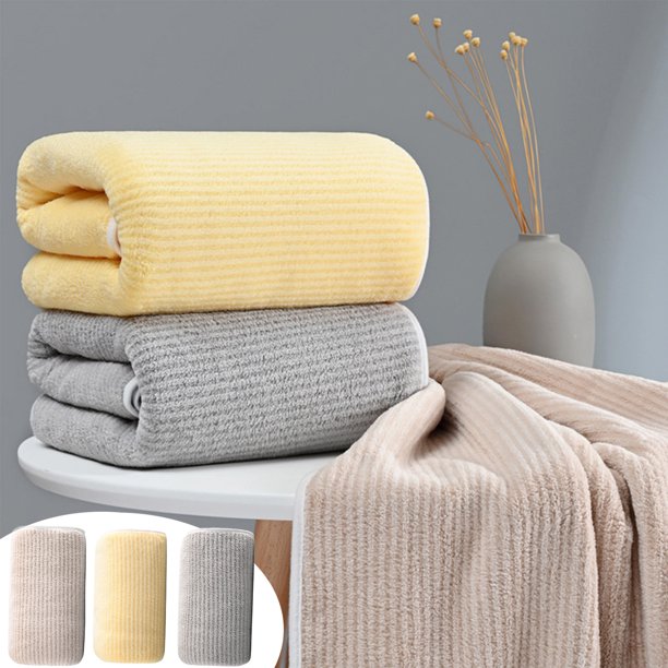Toalla de baño absorbente suave y gruesa grande 70x140cm Tela de vellón de secado rápido para baño Ducha Gimnasio Piscina Yoga Hotel Home Gris Amarillo Marrón con lazo para colgar