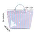 thumbnail image 3 of Bolso tote a rayas – Bolso de mano impermeable de PVC brillante para la playa, compras, viajes y uso diario con interior espacioso., 3 of 6