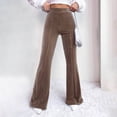 thumbnail image 2 of Womens Plus Size Pants Wick Corduroy Flare Leg High Waist Solid Trousers Comfy Casual Bootcut Loose Casual Pants for Women Khaki S, 2 of 7