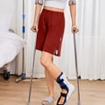 thumbnail image 7 of UDAUDU Womens Mens Tear Away Shorts Easy Access Adaptive Pants Post Surgery Breakaway Lounge Short Casual Loose Fit Hip Knee Ankle Replacement Magic Tape Shorts with Pockets Wine, 7 of 7
