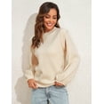 thumbnail image 5 of PrettyGuide Women's Casual Crewneck Lantern Sleeve Sweaters Flutter Shoulder Chunky Knit Pullover Sweater Tops, 5 of 9