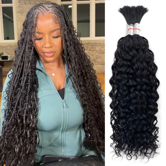 Water Wave Bulk Human Hair for Braiding No Weft Unprocessed Brazilian Virgin Human Hair Extensions Wet and Wavy Micro Braiding Hair Human Hair Bundles For Boho Braids Na