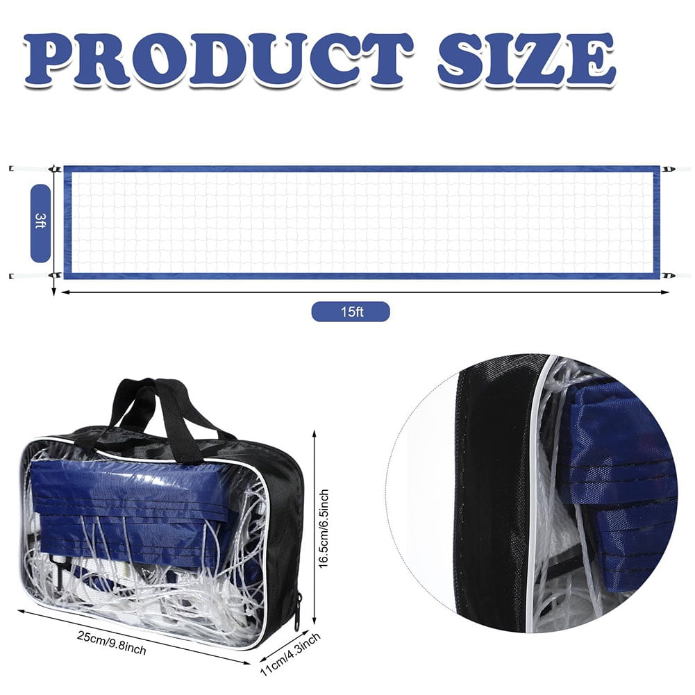 HUISZJ 15ftx3ft Volleyball Net, Folding Training Net Pool with Carrying Bag, Water Volleyball Net for Outdoor Swimming
