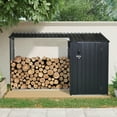 thumbnail image 2 of Outdoor Steel Firewood Rack and Metal Storage Shed,Two-In-One,Black (updated version), 2 of 7