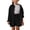 Black, variant on Girls 2 Piece Outfits Cotton Linen Sets Button Down Shirts Long Sleeve Oversized Shacket Elastic Waist Shorts Summer Clothes