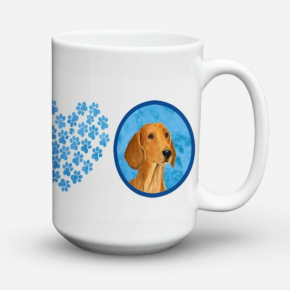 Blue Red Smooth Dachshund Coffee Mug 15 oz