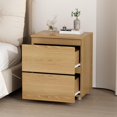 thumbnail image 3 of Nightstand with Drawers, Modern Bedroom End Table with No Handle, Wooden Bedside Storage Cabinet, 3 of 15