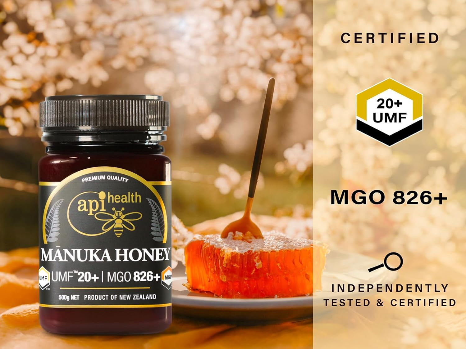 Manuka Honey UMF 20+ (MGO 826+) Pure New Zealand Honey 1.1 lb