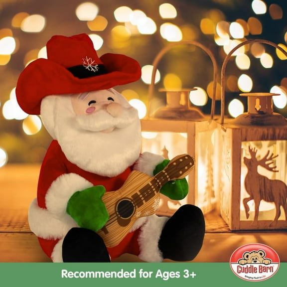Cuddle Barn - Kringle | Animated Musical Singing Christmas Western Santa Soft Plush Toy, 12 inches