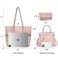 thumbnail image 3 of VANSARTO Women's Large Handbags Work Tote Vegan Leather Satchel Bag 3 Pcs Purse with Wallet, Pink, 3 of 5