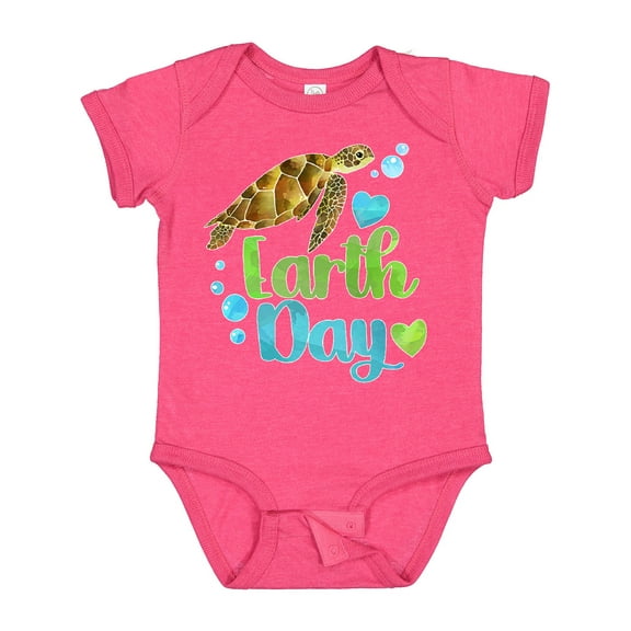 Inktastic Earth Day Sea Turtle and Hearts Boys or Girls Baby Bodysuit
