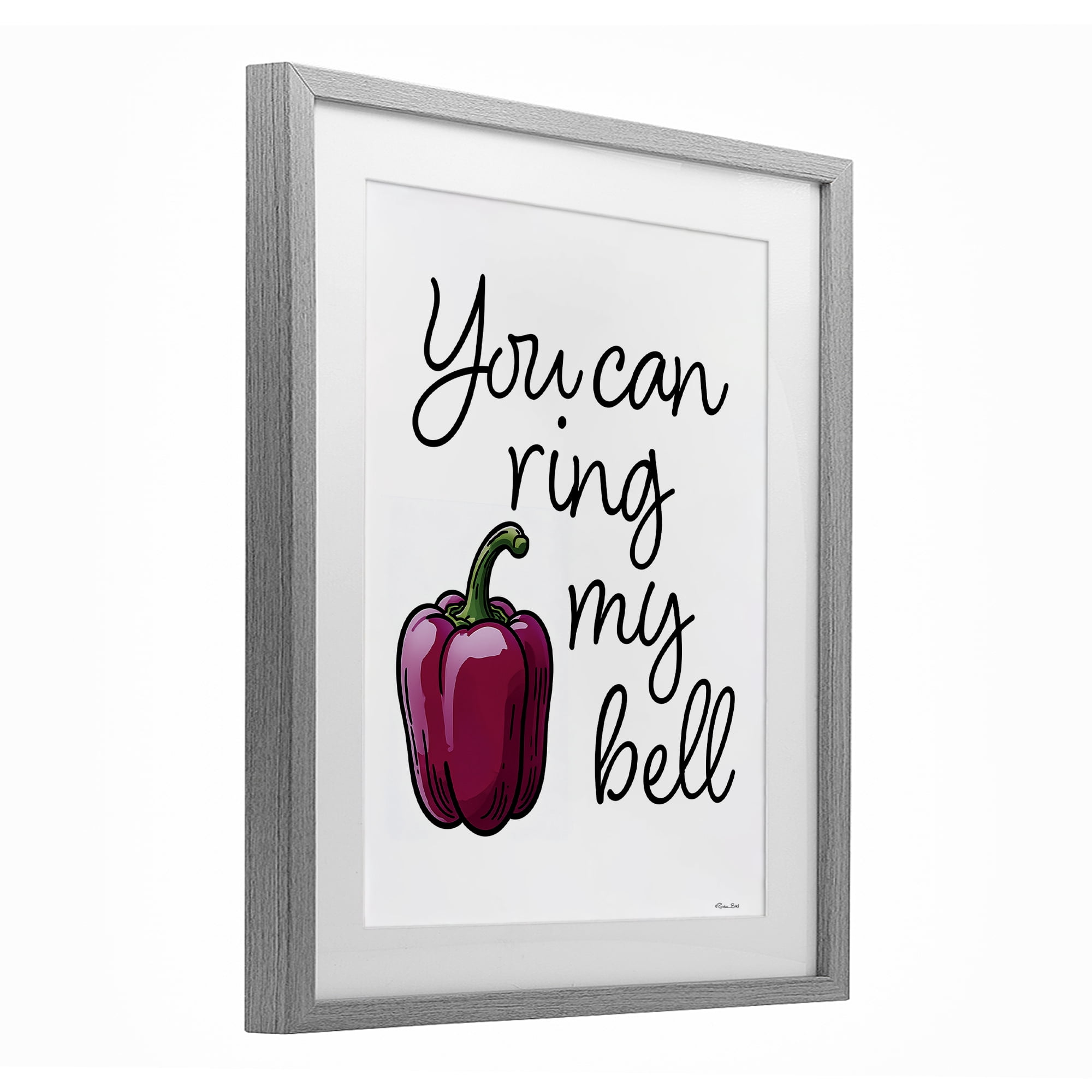 Stupell Industries Ring My Bell Pepper Gray Framed Print Under Glass, design by Susan Ball