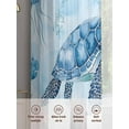 thumbnail image 5 of Blue Coastal Turtle Sheer Curtains 54 Inch Length 2 Panels Set, Beach Seaside Coral Jellyfish Voile Window Treatment Rod Pocket Short Kitchen Curtains Drapes for Bedroom 52"x54"x2, 5 of 7