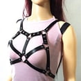 thumbnail image 4 of Zhuge Arnés de cuero para mujer, estilo punk, con correas para el pecho, cinturones de cintura ajustables, 4 of 5