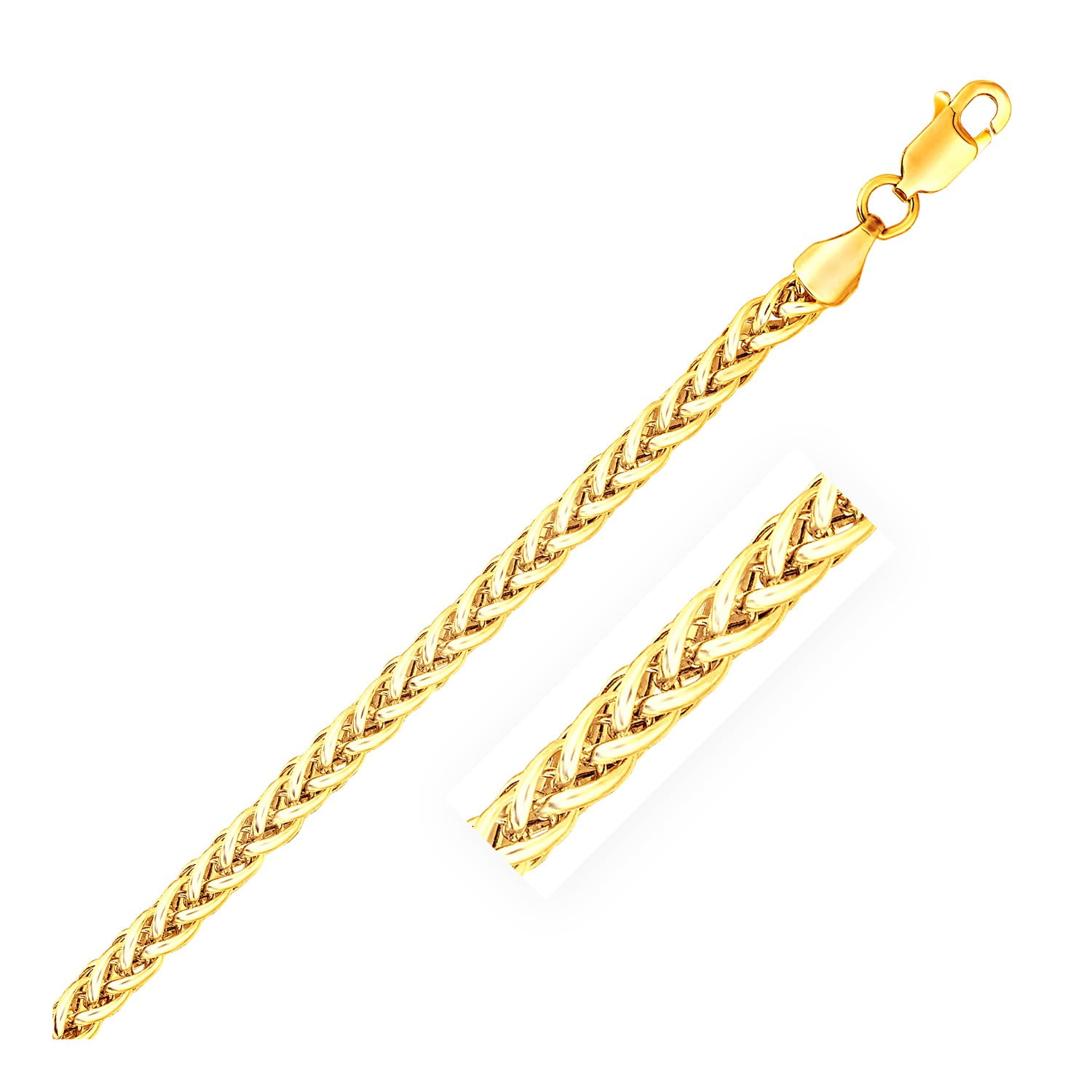 Link Anklet Bracelet Wheat Qgold 14K Yellow Gold 1.00MM Spiga