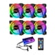 thumbnail image 1 of 120mm LED RGB caja ventilador de refrigeración con control remoto radiador 6 controlador de ventilador B Jinwen Ventilador enfriador de computadora, 1 of 8