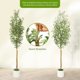 thumbnail image 4 of Qinaqin 7FT Fake Oliva Tree con Realistic Fau x Silk Leaves Blanco Planter Pot Natural Madera Trunk, 4 of 5