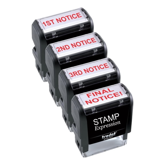 StampExpression - 1st, 2nd, 3rd, Final Notice (Set of 4) Office Self Inking Rubber Stamp - Red Ink (A-5969)