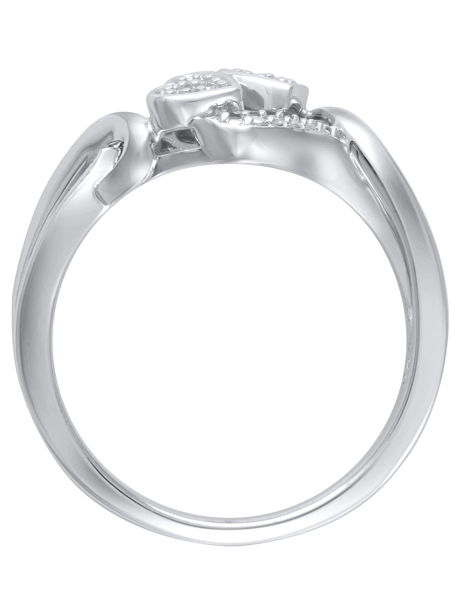 Hold My Hand 1/20 Carat Natural Diamond Double Heart Ring for Women in 925 Sterling Silver