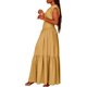 thumbnail image 5 of Sexy Vestido para las Mujeres, Color Sólido sin Mangas Cuello Redondo Plegado Cintura Retracta Tobillo Longitud Maxi Vestido, 5 of 9