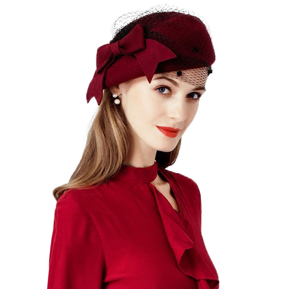 FROFILE Womens Fascinator Wine Red 