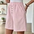 thumbnail image 6 of Cagogo Womens Striped Elastic Waist Shorts Plus Size Cotton Linen Loose Casual Flowy Summer Beach Travel Lounge Shorts with Pockets Comfy Clothing, Red S, 6 of 8