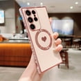 thumbnail image 2 of Magnetic Phone Case for Samsung Galaxy S23 Ultra Compatible with MagSafe Galaxy S23 Ultra Cute Case for Women Plating Heart Soft Bumper Camera Lens Protection Cover for S23 Ultra 6.8" (Pink), 2 of 11