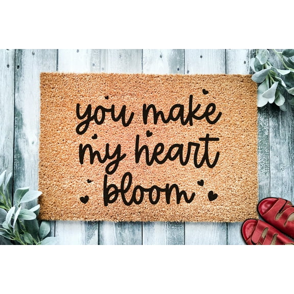 You Make My Heart Bloom Doormat | Love Spring Welcome Mat | Springtime Door Mat | Valentine's Decor Doormat | Cute Spring Romantic Door Mat