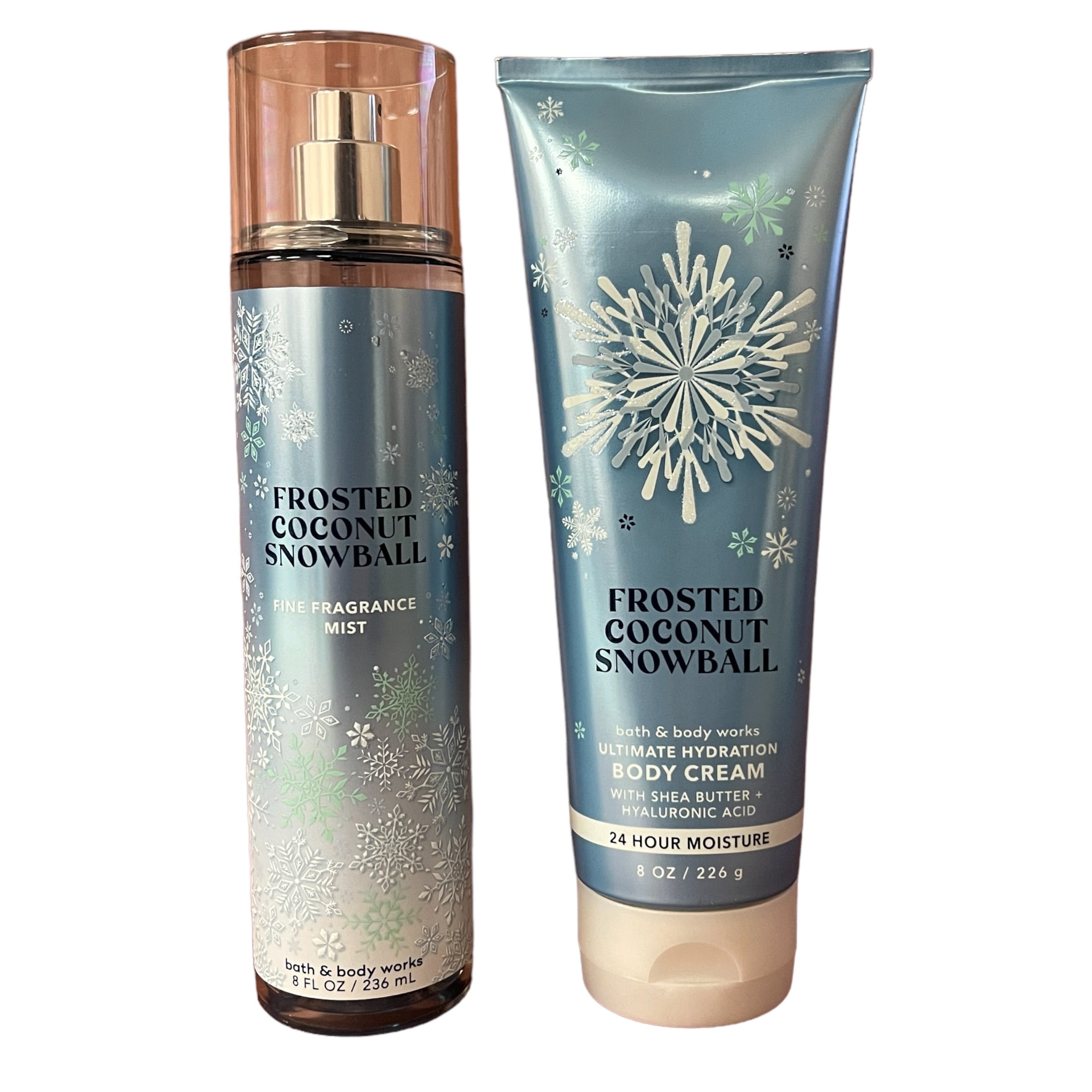 Bath And Body Works Frosted Coconut Snowball Fine Fragrance Mist And Body Cream Set