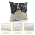 thumbnail image 4 of Qinduosi Boys Cartoon Rocket Pillow Covers,Watercolor Universe Outer Space Star Reversible Throw Pillow Covers Cases,Cute Sky Cloud Starry Sky Square Cushion Covers for Living Room White, 4 of 5