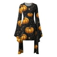 thumbnail image 4 of Fewfanhot Robes d'Halloween pour Femmes Décontractées à Col Rond avec Imprimés Effrayants et Style Asymétrique Robe à Enfiler Patchwork, 4 of 5