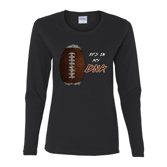 Wild Bobby Football Fingerprint It's in My DNA Sports Women Graphic Long Sleeve Tee