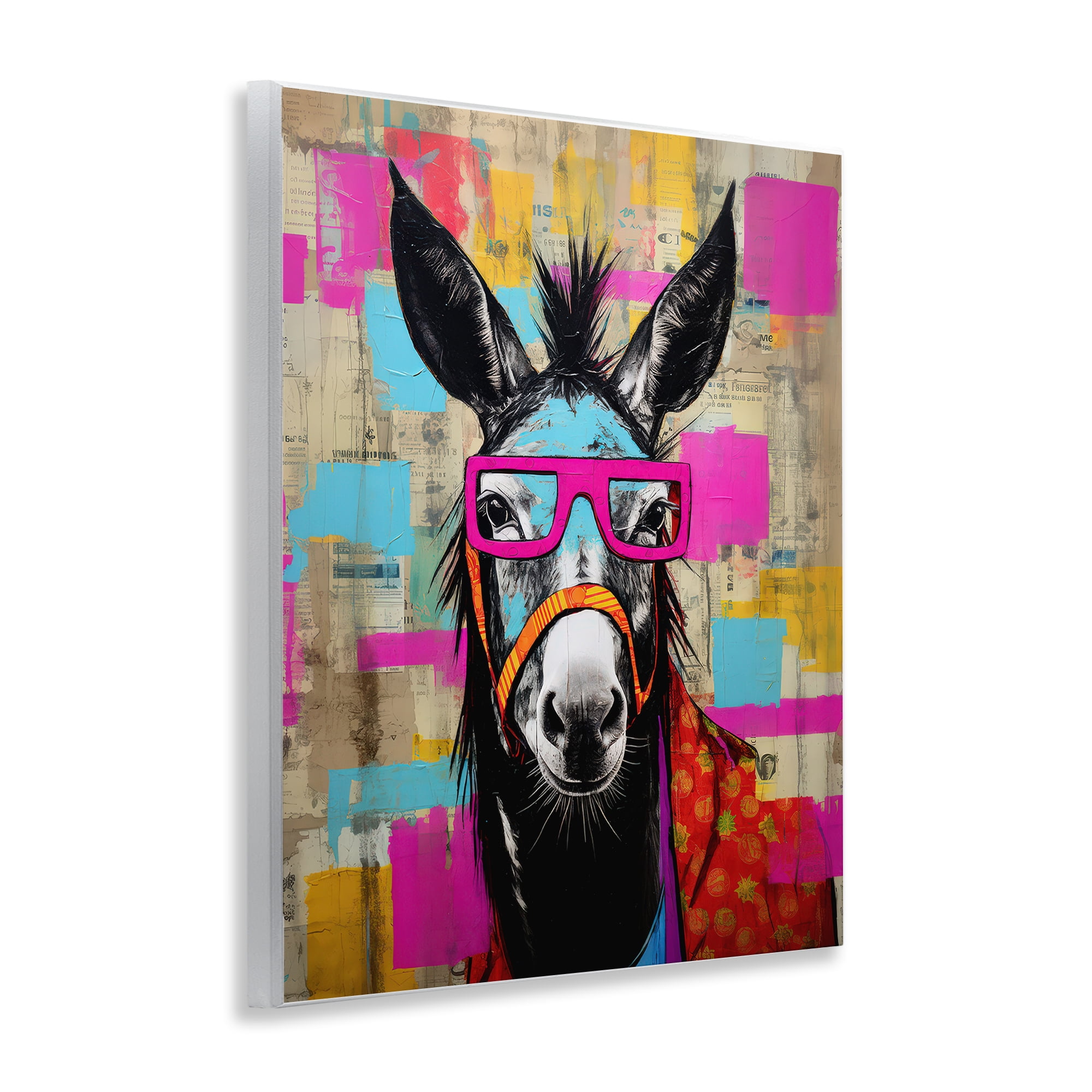 Stupell Industries Quirky Spectacle Donkey Animals Painting Unframed Art Print Wall Art, 11 x 14
