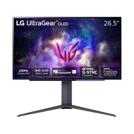 LG 27" (26.5" Viewable) 240 Hz OLED QHD Gaming Monitor FreeSync Premium Pro & G-Sync Compatible 2560 x 1440 (2K) DCI-P3 98.5% (CIE1976) UltraGear 27GS95QE-B
