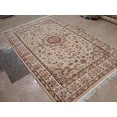 thumbnail image 5 of Ahmedani Linen Love Exotic Beige Floral Medallion Rectangle Home Decor Area Rug Hand Knotted Wool Silk Indoor Carpet (8 x 5) Foot, 5 of 9
