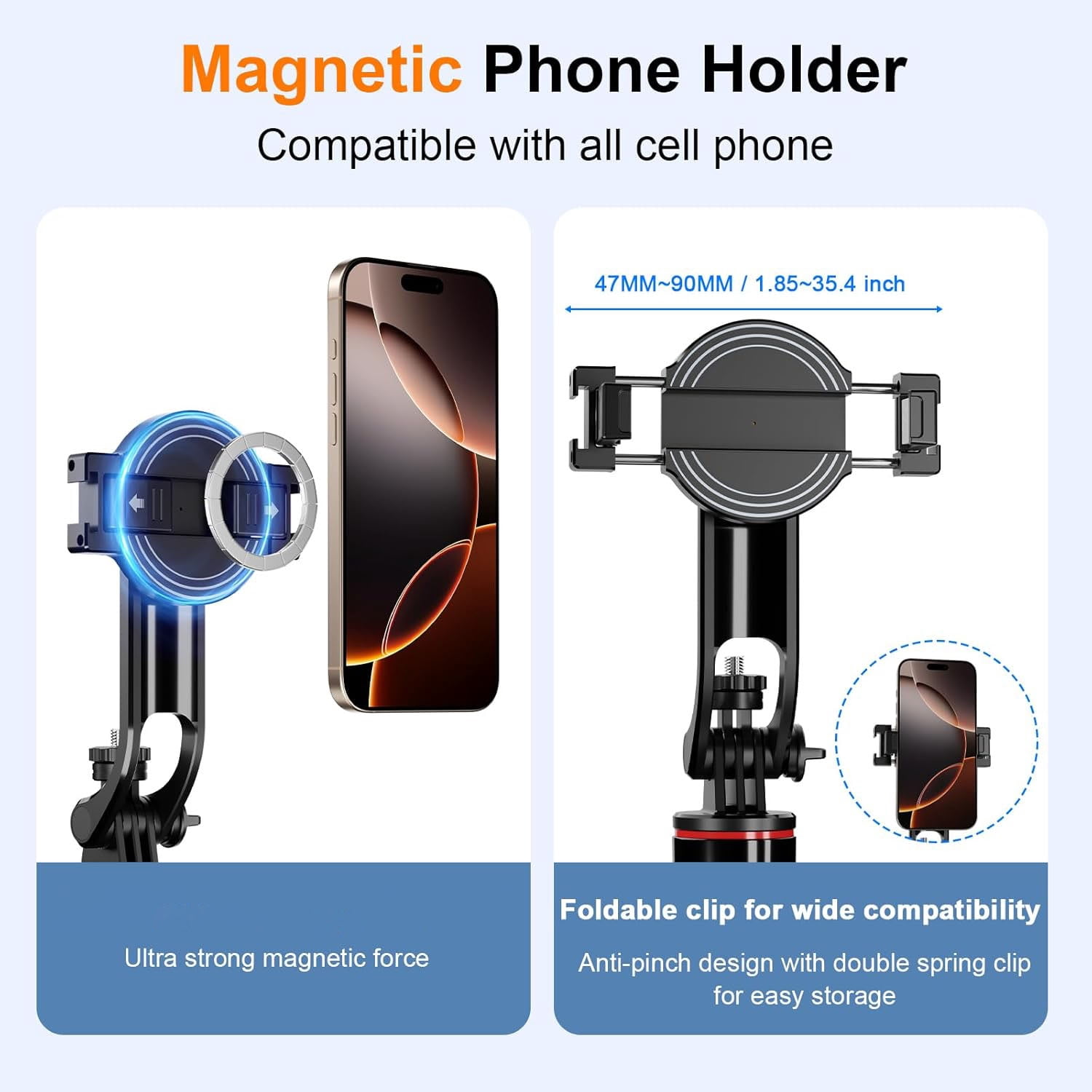 Magnetic Selfie Stick Tripod with Wireless Remote ,Fill Light,All-in-One Phone Tripod Extendable Phone Stand Tripod
