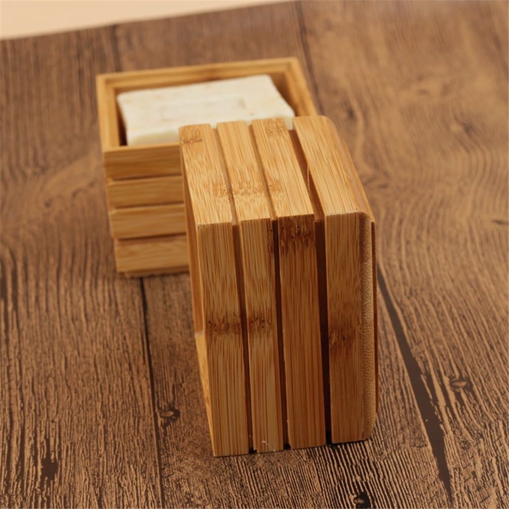 Bathroom Wooden Soap Case Charcoal Ru S 10 Piece Home Bamboo Wood Soap Holder Hand Craft Bathtub Shower Dish Accessories