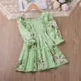 thumbnail image 3 of XYIJANI Girls Summer Dress Children 's Clothing Autumn Girls' Play Dress Children 's Dress Long Sleeve Princess Dress Girl Summer Dress Big Girl Dresses Vestido De Niña (Green,110), 3 of 6