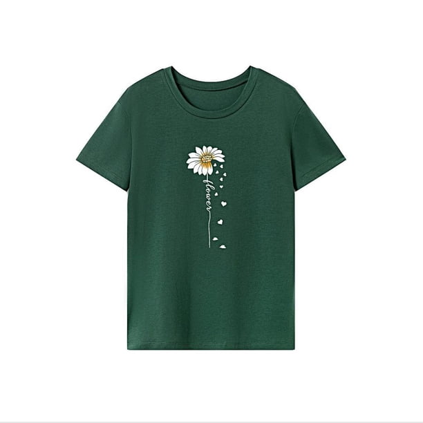 Camiseta para mujer con cuello redondo y manga corta elegante para deportes de desplazamiento L